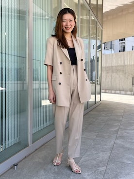 「INED CLARO（イネドクラロ）のアイテム（テーラードジャケット）」を使った、27moemiさん（レディース・158cm）の春コーディネート