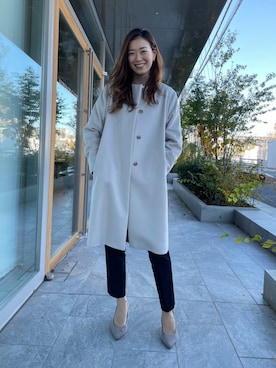 「アイテム（ノーカラーコート）」を使った、27moemiさん（レディース・158cm）の夏コーディネート