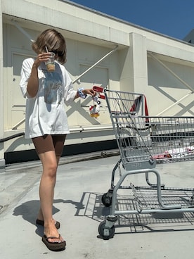 「Bonjour Sagan（ボンジュールサガン）のアイテム（Tシャツ/カットソー）」を使った、hadameguuuさん（レディース・162cm）の夏コーディネート