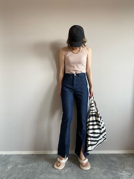 「BASQUE magenta（バスクマゼンタ）のアイテム（パンツ）」を使った、hadameguuuさん（レディース・162cm）の春コーディネート