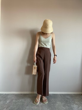 「Right-on（ライトオン）のアイテム（スラックス）」を使った、hadameguuuさん（レディース・162cm）の春コーディネート
