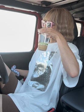 「Bonjour Sagan（ボンジュールサガン）のアイテム（Tシャツ/カットソー）」を使った、hadameguuuさん（レディース・162cm）の夏コーディネート