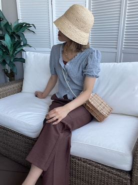 「Right-on（ライトオン）のアイテム（スラックス）」を使った、hadameguuuさん（レディース・162cm）の夏コーディネート