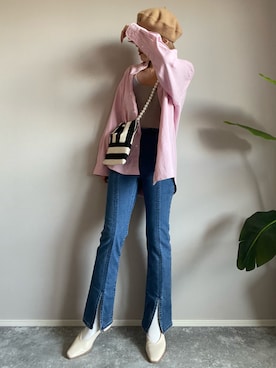 「FRED PERRY（フレッドペリー）のアイテム（ハンチング/ベレー帽）」を使った、hadameguuuさん（レディース・162cm）の冬コーディネート