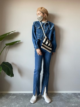「FRED PERRY（フレッドペリー）のアイテム（ハンチング/ベレー帽）」を使った、hadameguuuさん（レディース・162cm）の冬コーディネート