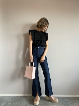 「BASQUE magenta（バスクマゼンタ）のアイテム（パンツ）」を使った、hadameguuuさん（レディース・162cm）の夏コーディネート