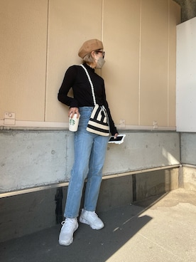 「FRED PERRY（フレッドペリー）のアイテム（ハンチング/ベレー帽）」を使った、hadameguuuさん（レディース・162cm）の冬コーディネート
