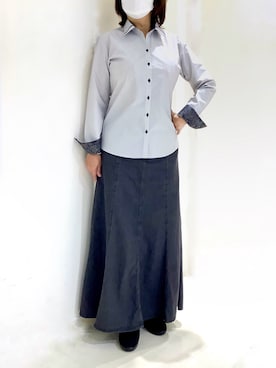 「アイテム（ビジネスシャツ）」を使った、BRICK HOUSE シャツ工房 市川コルトンプラザ店さん（レディース・162cm）の秋コーディネート