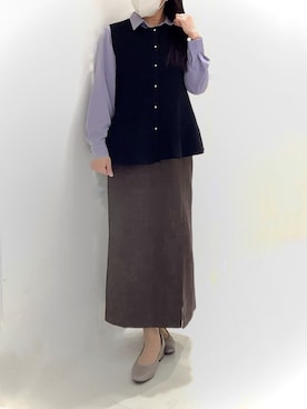 「TOKYO SHIRTS（トウキョウシャツ）のアイテム」を使った、BRICK HOUSE シャツ工房 市川コルトンプラザ店さん（レディース・160cm）の冬コーディネート