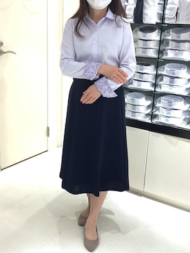 「Aラインスカート」｜BRICK HOUSE シャツ工房 市川コルトンプラザ店さん（レディース・152cm）の秋コーディネート