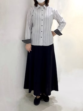 「アイテム（ビジネスシャツ）」を使った、BRICK HOUSE シャツ工房 市川コルトンプラザ店さん（レディース・162cm）の秋コーディネート