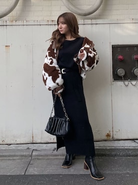 「アイテム（ブルゾン）」を使った、高橋桃さん（レディース・152cm）の冬コーディネート