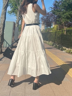 「Vネック」｜高橋桃さん（レディース・152cm）の夏コーディネート