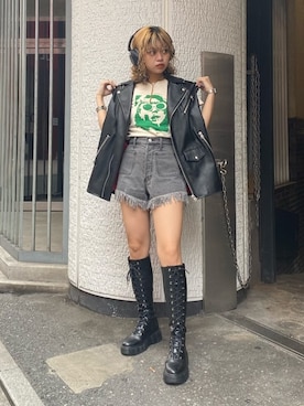 「ショーパン」｜「アイテム（その他アウター）」を使った、MIUさん（レディース・158cm）の夏コーディネート