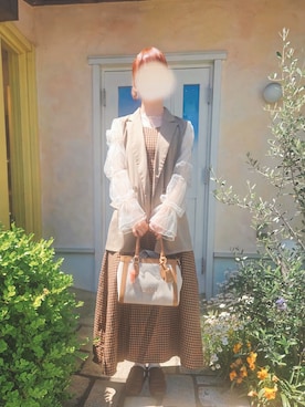 「Ambre Neige（アンブルネージュ）のアイテム」を使った、ひなもりさん（レディース・155cm）の春コーディネート