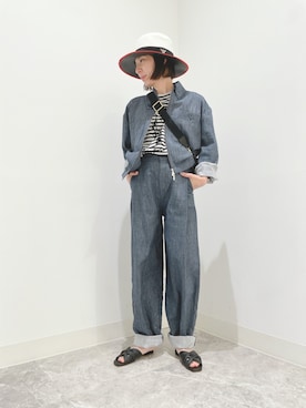 「デニムっていいよね」｜「アイテム（ブルゾン）」を使った、RUI☺︎さん（レディース・158cm）の夏コーディネート