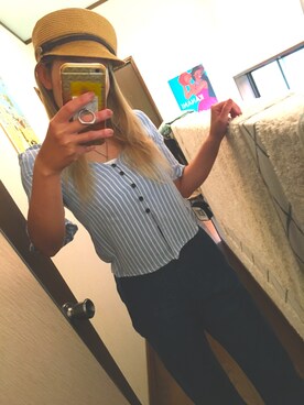 「Bershka（ベルシュカ）のアイテム（シャツ/ブラウス）」を使った、573さん（レディース・157cm）の夏コーディネート