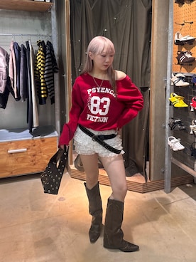 「アイテム（ベルト）」を使った、meiさん（レディース・158cm）の秋コーディネート