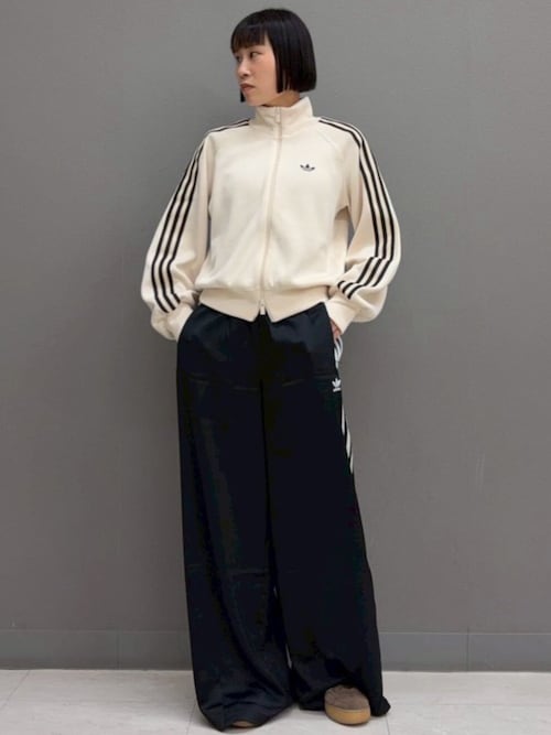 サテン ワイドレッグ トラックパンツ / バギーパンツ / アディダス