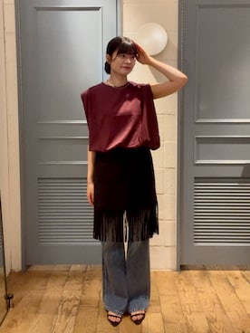 「LOWRYS FARM（ローリーズファーム）のバルーンプルオーバーフレンチスリーブ　574769（Tシャツ/カットソー）」を使った、アヤカさん（レディース・164cm）の夏コーディネート