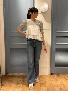 「アイテム（Tシャツ/カットソー、その他）」を使った、アヤカさん（レディース・164cm）の夏コーディネート