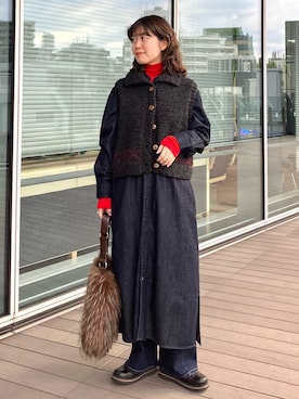 「アイテム（ワンピース/ドレス）」を使った、SUZUさん（レディース・165cm）の秋コーディネート