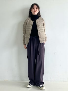 「アイテム（ダウンジャケット/コート）」を使った、SUZUさん（レディース・165cm）の夏コーディネート