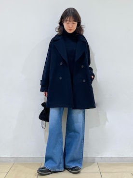 「アイテム（ピーコート）」を使った、SUZUさん（レディース・165cm）の秋コーディネート