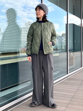 「アイテム（ダウンジャケット/コート）」を使った、SUZUさん（レディース・165cm）の秋コーディネート