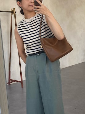 「gemeil（ジェムイル）のアイテム（ショルダーバッグ、ブラウン系）」を使った、kojiさん（レディース・154cm）の夏コーディネート