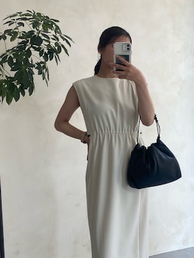 「gemeil（ジェムイル）のマルチwayウエストスリットワンピース(IF-226)（ワンピース、ホワイト系）」を使った、kojiさん（レディース・154cm）の春コーディネート