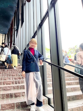「アイテム（その他アウター、ピンク系）」を使った、エマさん（レディース・163cm）の春コーディネート