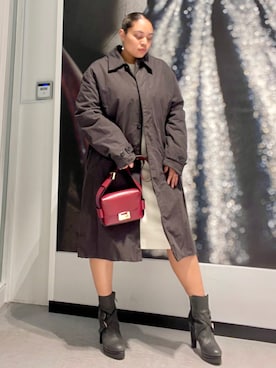 「ALLSAINTS（オールセインツ）のアイテム（ステンカラーコート）」を使った、Vivienneさん（レディース・160cm）の冬コーディネート