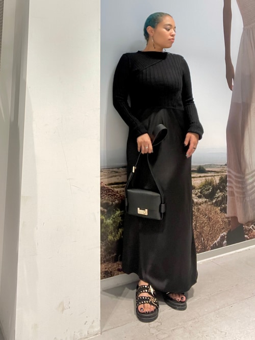 セール】AMOS 2-IN-1 SATIN MAXI DRESS | AMOS 2-IN-1 サテン