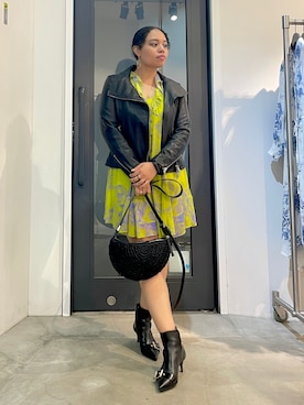 「ALLSAINTS（オールセインツ）のアイテム（ライダースジャケット）」を使った、Vivienneさん（レディース・160cm）の夏コーディネート