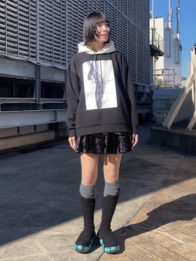 「ベロアスカート」｜あおいさん（レディース・159cm）の冬コーディネート