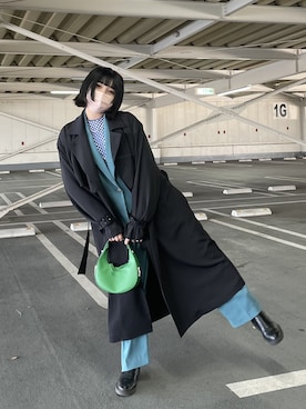「ブルーコーデ」｜「アイテム（トレンチコート）」を使った、あおいさん（レディース・158cm）の春コーディネート