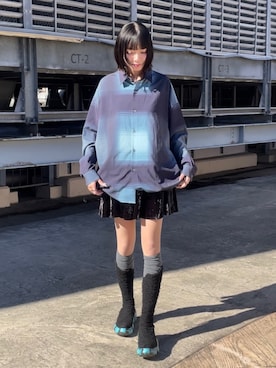 「ベロアスカート」｜あおいさん（レディース・159cm）の冬コーディネート