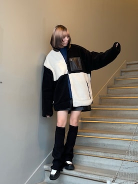 「tk.TAKEO KIKUCHI（ティーケータケオキクチ）のアイテム（ブルゾン）」を使った、あおいさん（レディース・159cm）の秋コーディネート