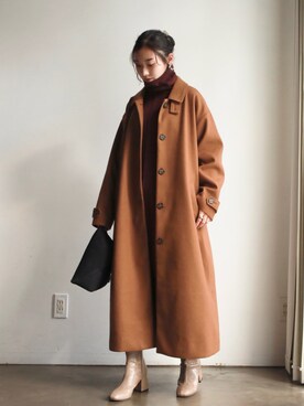 「feepur（フェピュール）のアイテム（ステンカラーコート）」を使った、feepurさん（レディース・156cm）の秋コーディネート