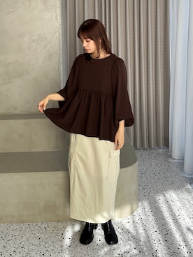 「レザースカート」｜「アイテム（その他）」を使った、feepurさん（レディース・154cm）の冬コーディネート