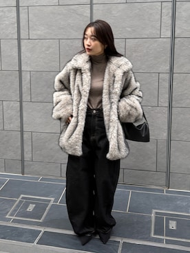 「ファーコート」｜「アイテム（その他）」を使った、feepurさん（レディース・153cm）の秋コーディネート