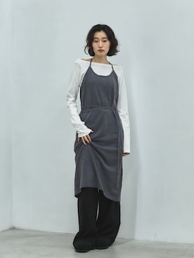 「feepur（フェピュール）の【ハンドウォッシャブル】ホルターネックニットワンピース（ワンピース、グレー系）」を使った、feepurさん（レディース・168cm）の秋コーディネート