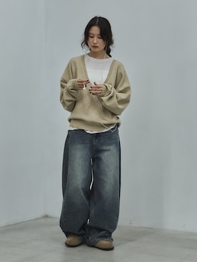 「feepur（フェピュール）のアソートBIGシュシュ（シュシュ、ブラック系）」を使った、feepurさん（レディース・168cm）の秋コーディネート