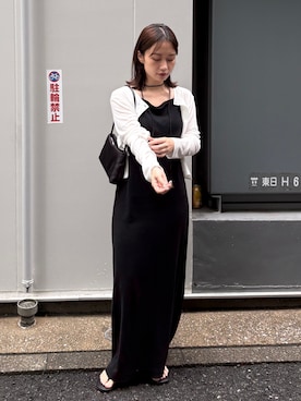 「feepur（フェピュール）の【TALL/2Tサイズあり】カットリブキャミワンピース（ワンピース、ブラック系）」を使った、feepurさん（レディース・153cm）の夏コーディネート