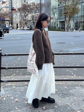 「アイテム（モカシン/デッキシューズ）」を使った、feepurさん（レディース・153cm）の冬コーディネート