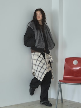 「アイテム（MA-1）」を使った、feepurさん（レディース・171cm）の秋コーディネート