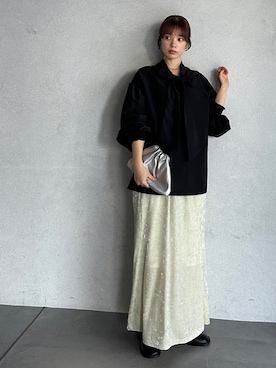 「ベロアスカート」｜「アイテム（その他）」を使った、feepurさん（レディース・154cm）の冬コーディネート