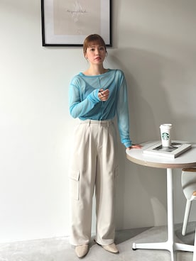 「feepur（フェピュール）のアイテム（カーゴパンツ）」を使った、feepurさん（レディース・154cm）の春コーディネート