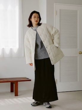 「feepur（フェピュール）のアイテム（ノーカラーコート）」を使った、feepurさん（レディース・169cm）の秋コーディネート